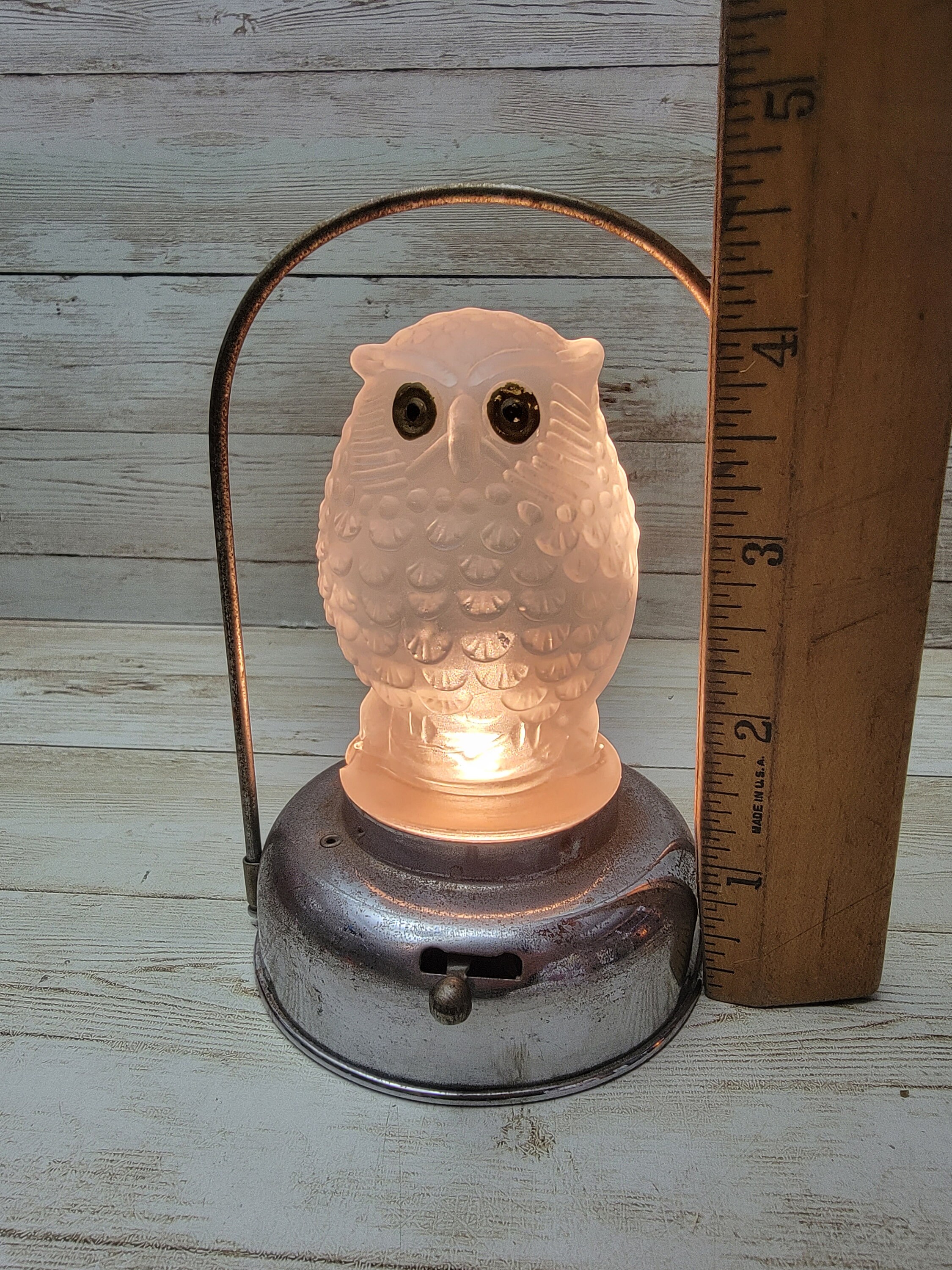 1930s RARE Pifco Frosted Glass Owl Nightlight Lantern Etsy UK