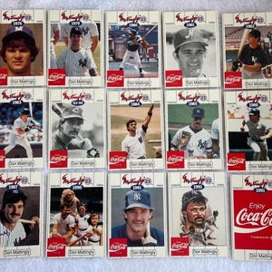 1991 Don Mattingly Restaurant Komplettes Set mit 15 Baseball-Promokarten Coca-Cola