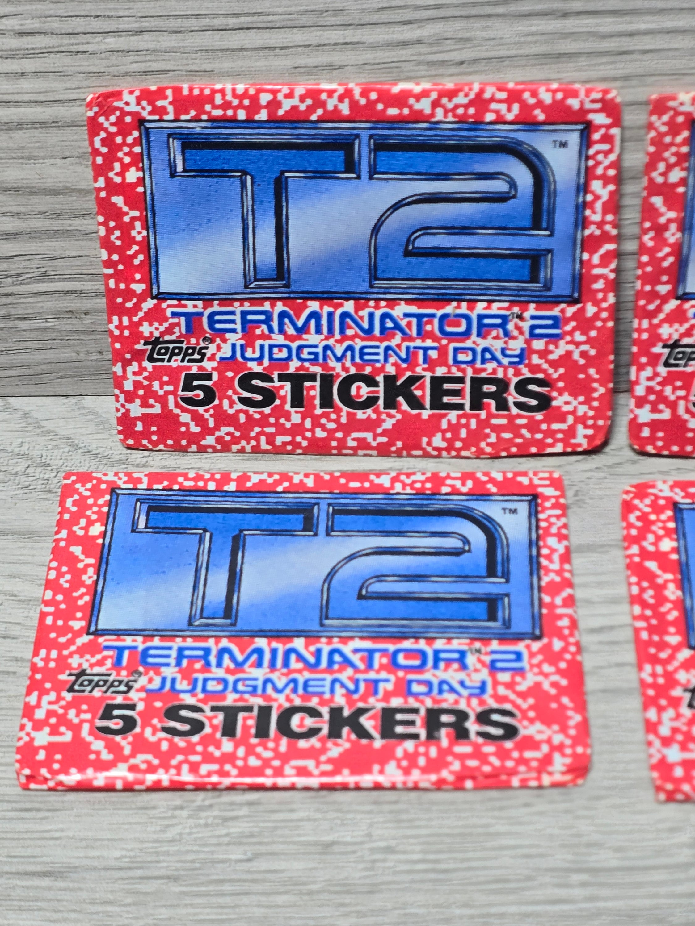 Terminator 2 Sticker Cards 1991 Terminator 2 Judgment Day Stickers Trading Cards SIX Unopened ...