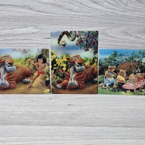1960er Jahre Walt Disney Dschungelbuch und drei Bären 3D Lenticular Postkarten Lot Von 3