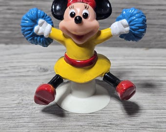 1980年代 ウォルト・ディズニー・プロダクションズ ミニーマウス PVC チアリーダーフィギュア 吸盤付き