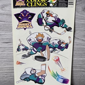 1996 Disney Mighty Ducks Color-Clings Static Cling Window Decorations Hockey
