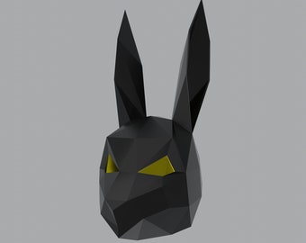 GEOMETRIC BUNNY MASK "stl", geometric mask, 3d mask, animal mask halloween, masks, rabbit, lowpoly