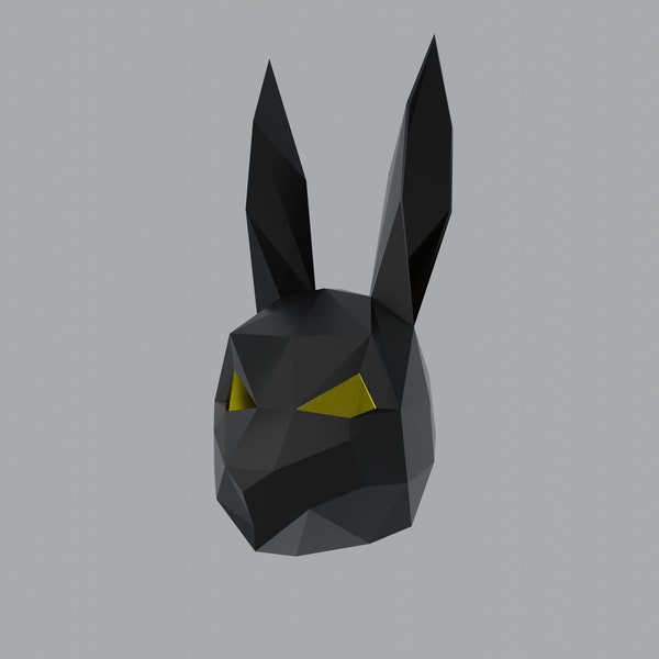 GEOMETRIC BUNNY MASK "stl", geometric mask, 3d mask, animal mask halloween, masks, rabbit, lowpoly