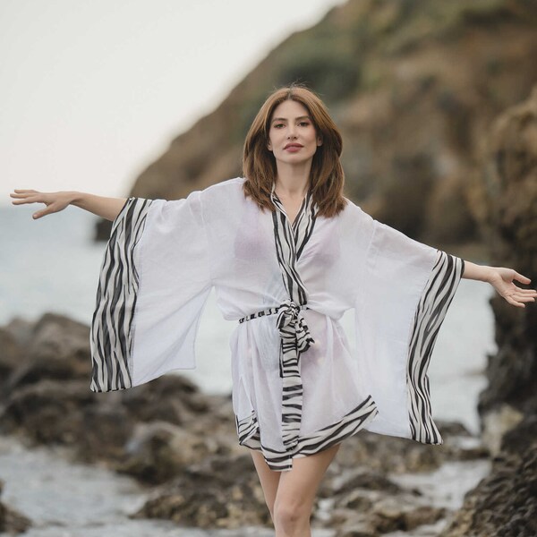 Phagun Green Tribal African Beach Kaftan Bikini Cover Up Women Midi Dress Short Caftan-S-L