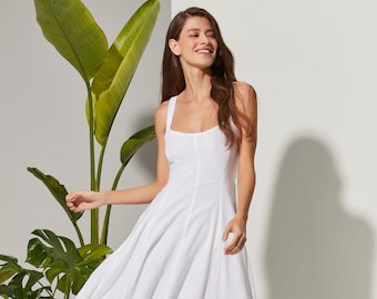 Strapless White Maxi Dress, White Beach Dress, White Boho Dress, Long Beach Dress, Bohemian Dress, Beach Maxi Dress, White Summer Dress
