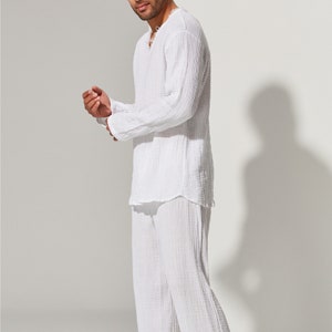 Mens White Pants, White Beach Pants, Mens White Trousers, White Renaissance Pants, Medieval Pants, Summer Trousers, Mens Medieval Clothing image 4