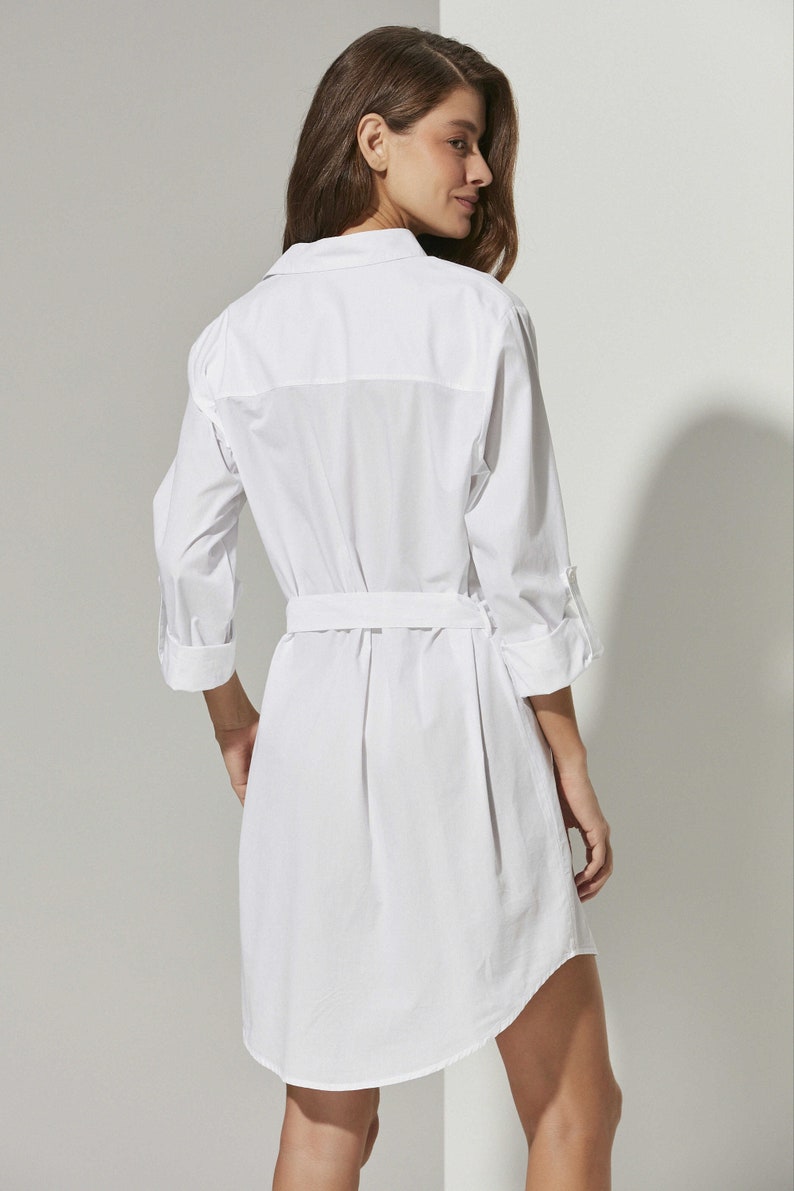 Belted Belted Dress, Long White Shirt Dress, Buttoned Midi Dress, Cotton Dress, Beachside Dresses, Tail Dresses