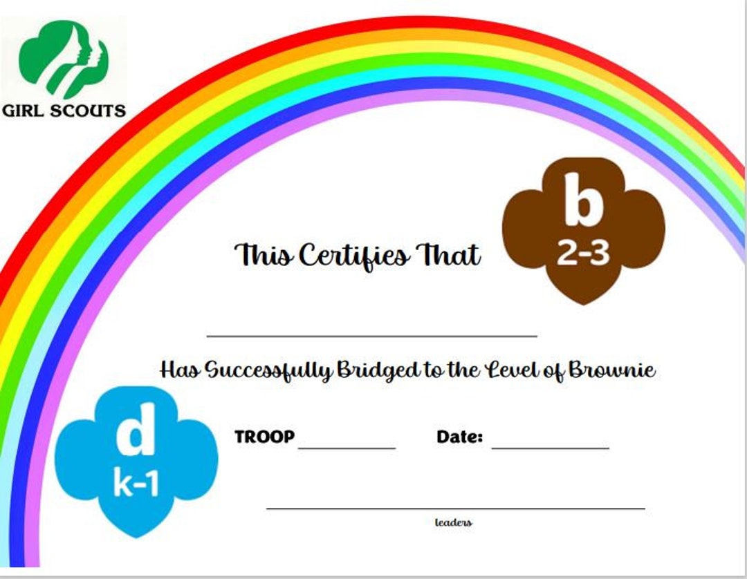 Daisy to Brownie Bridging Certificate Etsy