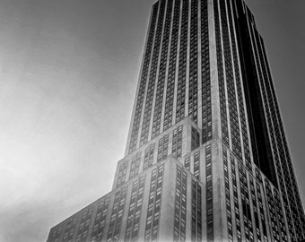 Empire State Building New York City Black and White Sunburst Fine Art Photography Print 11 x 14