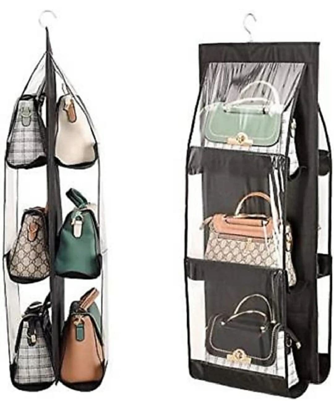 6 Pocket Bag Handbag Storage Holder Organizer Wardrobe Rack Hook Bag  Hanging