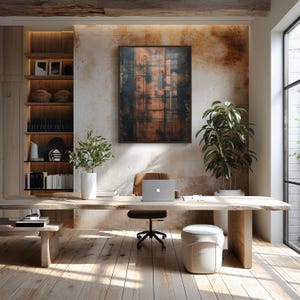 Industrial Copper Abstract Print: Rustic Modern Loft Wall Art (Digital Download