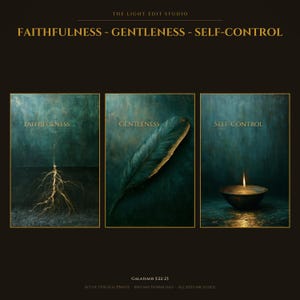 Galatians 5 23 Art Fruit of the Spirit Triptych Faithfulness Gentleness Self Control Set