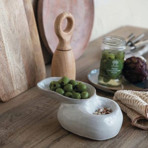 Plat de service en grès, deux niveaux