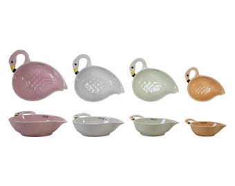 Flamingo Measuring Cups, Stoneware Measure Cup Set, Flamingo
