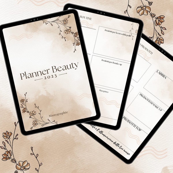 Beauty Planner 2023 Digital Print At Home | Keep Track of your skincare and beauty routine in 4 languages compatible with GoodNotes