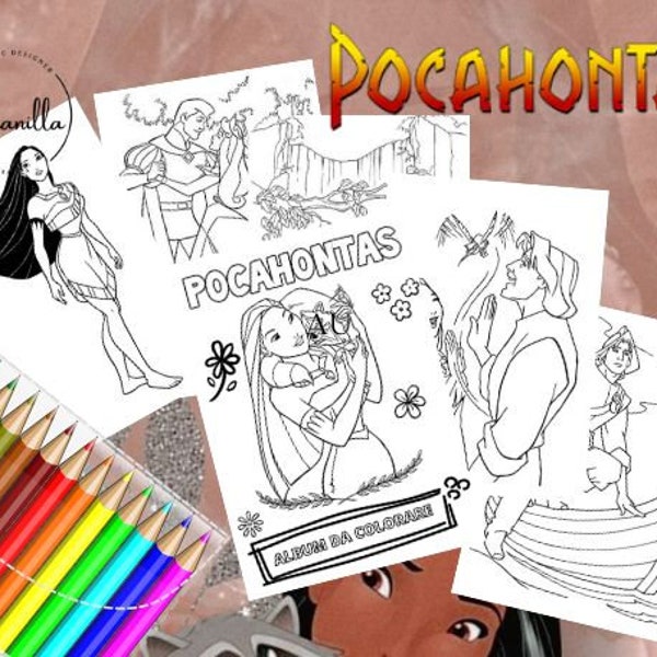 Tale of Pocahontas | Colouring Book of Pocahontas, gift for her, gift for kids | Digital PDF