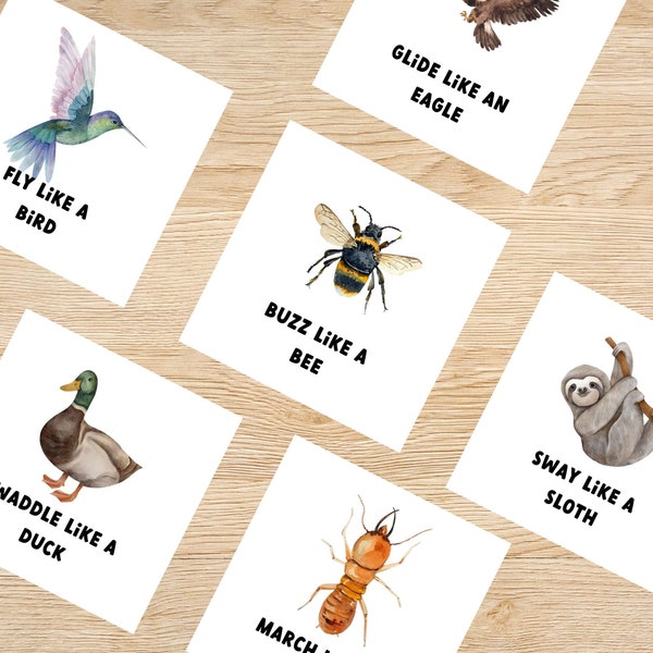 Animal Movement Cards, Movement Activity, Action Cards, Circle Time, Fitness Cards, Pre School Printables