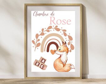 Affiche personnalisation chambre enfant/bébé/naissance/fille/garçon/sur-mesure