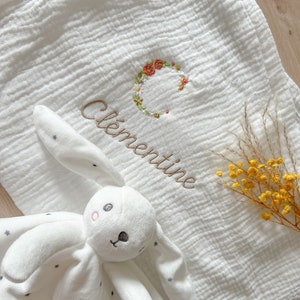 Personalized double cotton gauze baby diaper/ baby blanket/ diaper/birth/maternity/gift/Mom/first name
