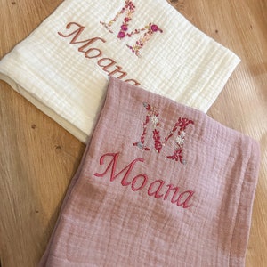 Personalized double cotton gauze baby diaper/ baby blanket/ diaper/birth/maternity/gift/Mom/first name image 2