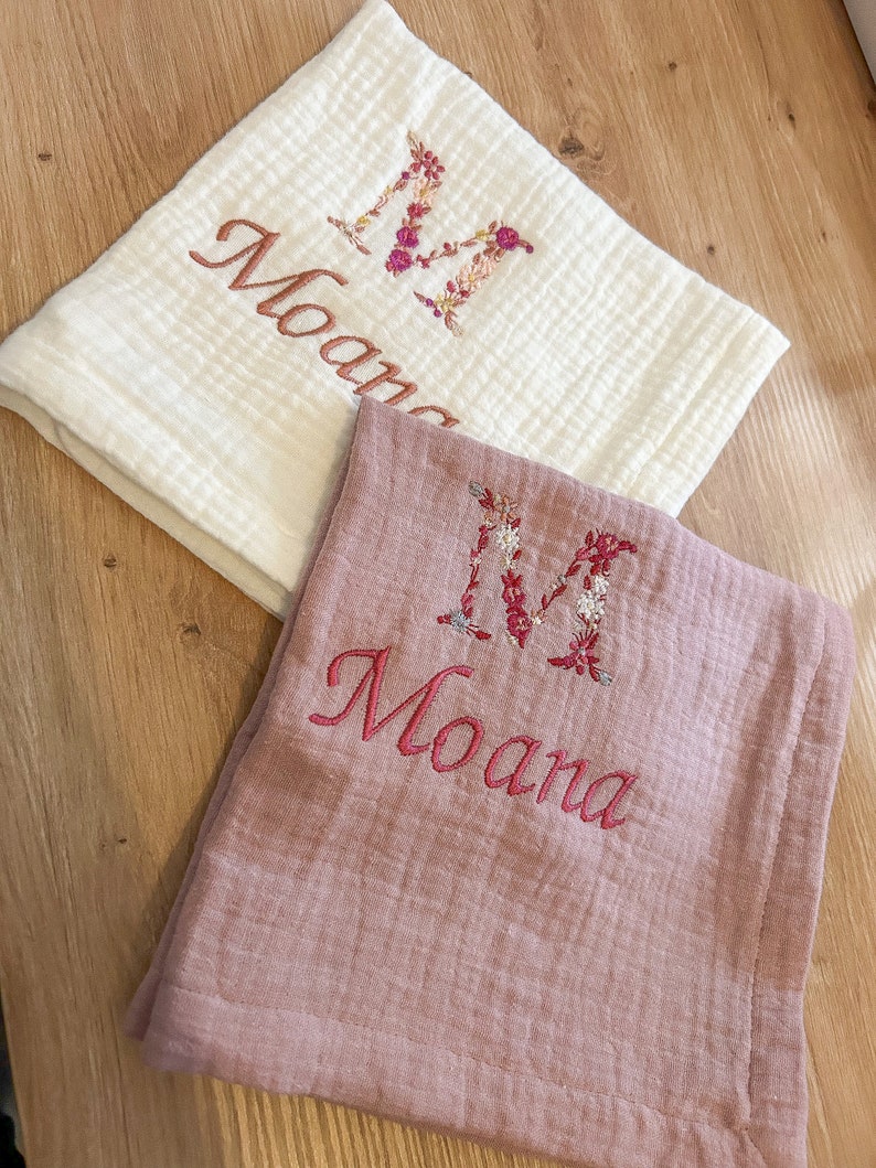 Personalized double cotton gauze baby diaper/ baby blanket/ diaper/birth/maternity/gift/Mom/first name image 2