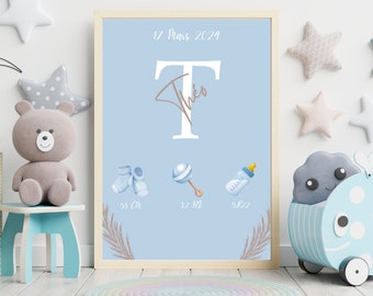 Affiche personnalisation prénom  naissance enfant/bébé/naissance/fille/garçon/sur-mesure