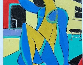 Matisse inspirierte Karte Acryl auf Aquarellkarte
