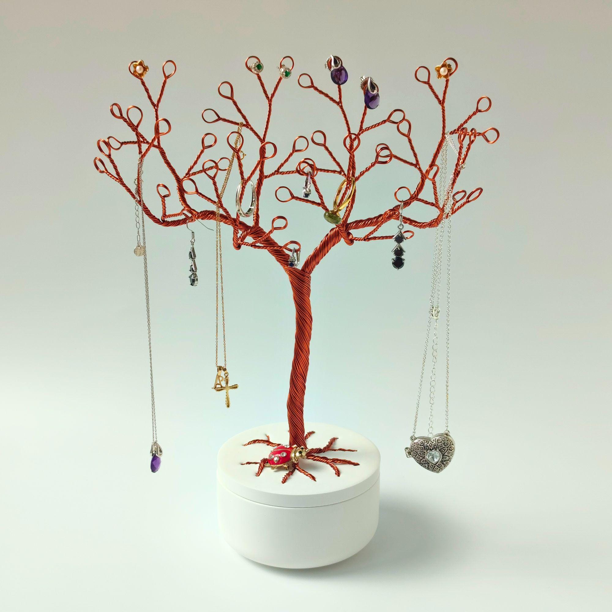 Présentoir à Bijoux En Métal Avec Base En Bois - Porte Colliers, Bracelets, Boucles D'oreille - Design En T, Montage Facile - 7
