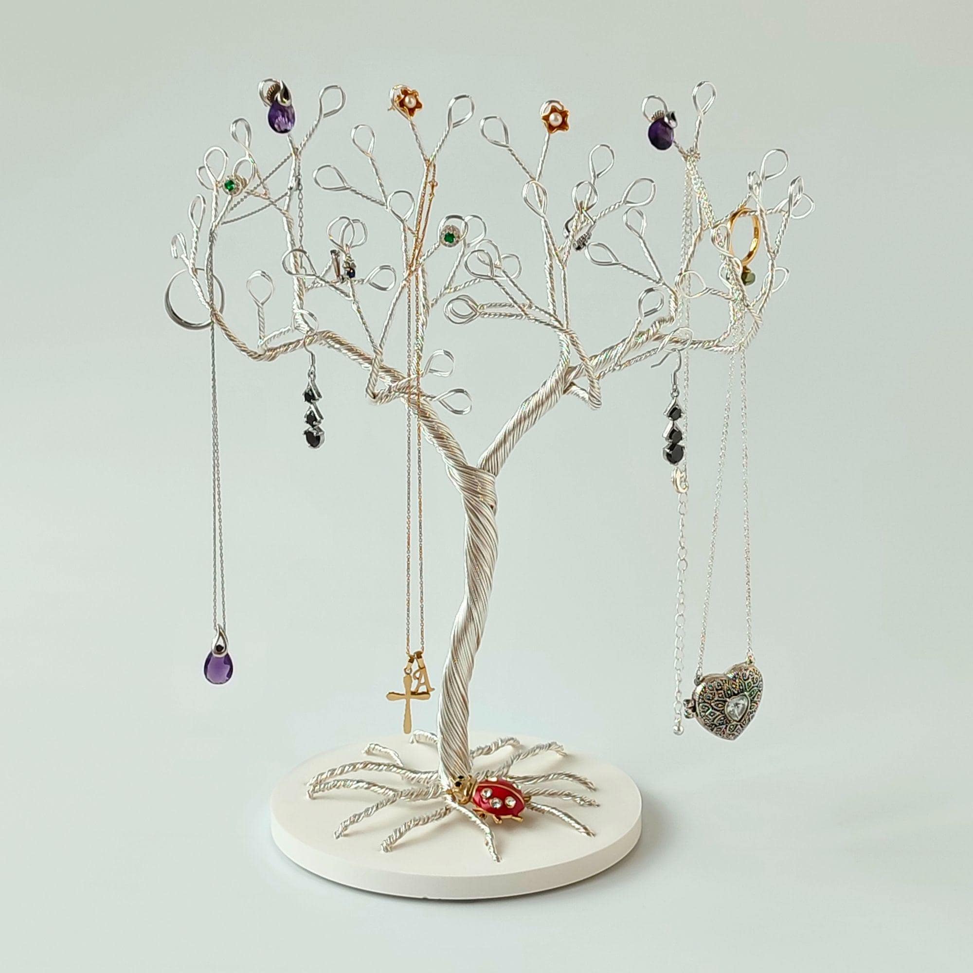 Albero Di Gioielli In Legno Marrone Per La Collana, Bracciali E Orologi In Legno Massello Tinto Marrone Cioccolato