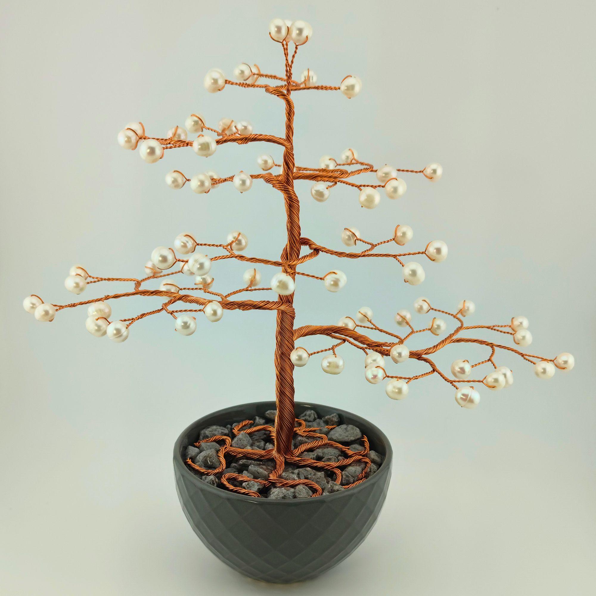 Weier Perlen Kupfer Bonsai Baum  30 Jahre Jubilumsgeschenk fr Paar,  Verlobungsgeschenk, Wohn Dekoration