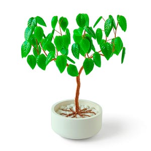 Albero in Filo di Rame con Foglie Verdi in Resina – Scultura Rustica con Ciotola in Ceramica, Regalo Naturale per Compleanno o Anniversario