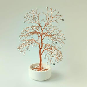 Large Howlite Copper Wire Tree with Ceramic Base - Natural Stone Bonsai Tree, 6th Anniversary Gift, Handmade Tree of Life Decor