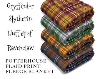 Wizard House Fleece Throw – Fantasy School Plaid Blanket