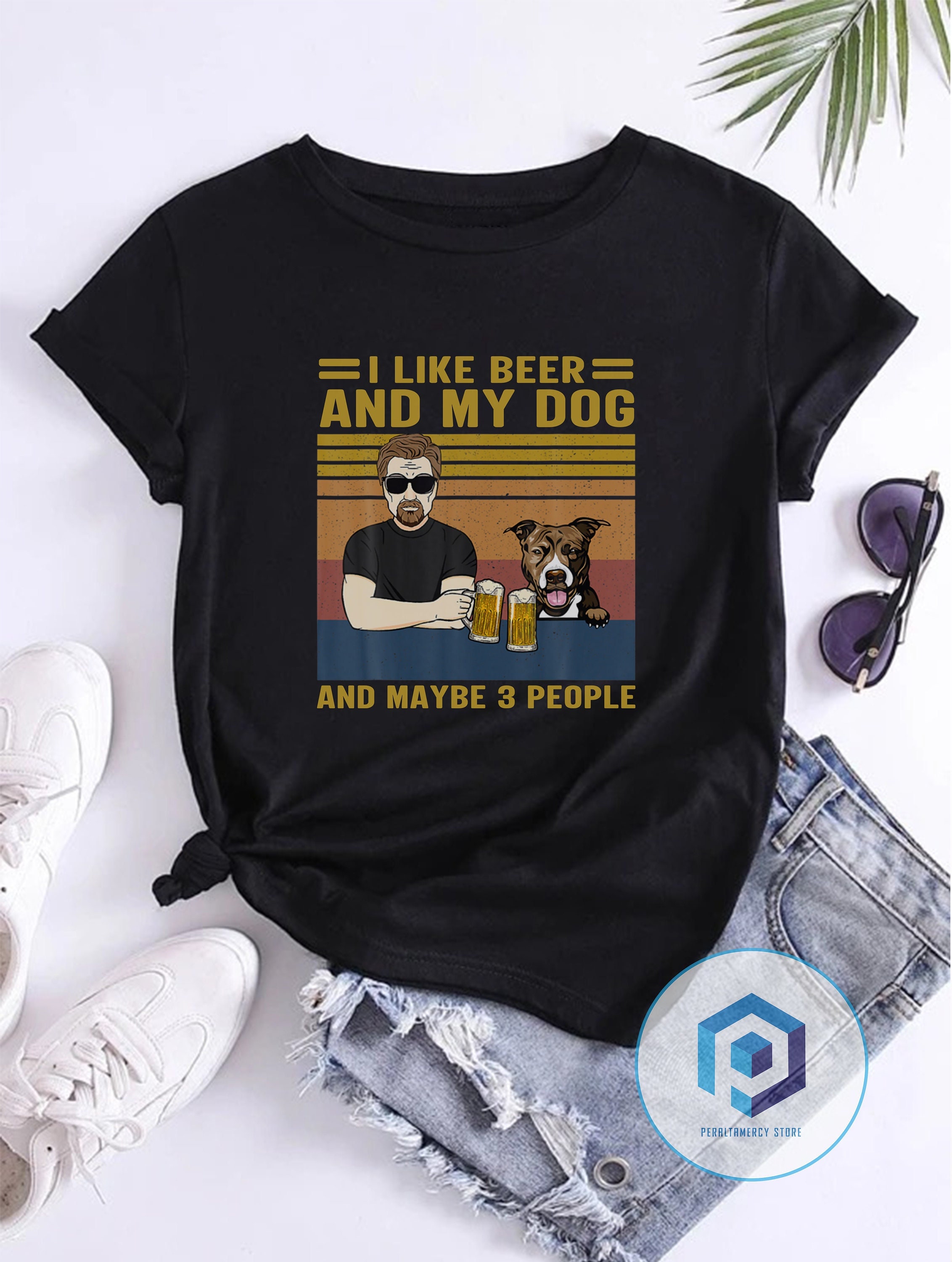 C I Like Beer and My Dogs - Dog Personalized Custom Unisex T-Shirt, Hoodie, Sweatshirt - Gift for Pet Owners, Pet Lovers - Basic Tee / S / White 
