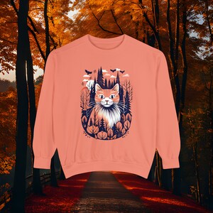 Autumn Cat , Fall clothing , Unisex Garment-Dyed, Sweatshirt, vintage , comfortable