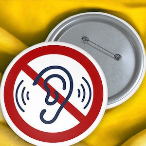 Hard of hearing, awareness, Pin Buttons, hearing aid, gift , disability , deaf