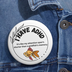 ADHD Goldfish Attention Span Pin Buttons - Etsy