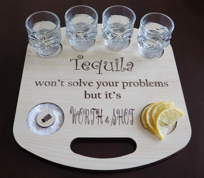 Wooden Tequila Drink Flights Board and Pirate Shot Glasses Etsy