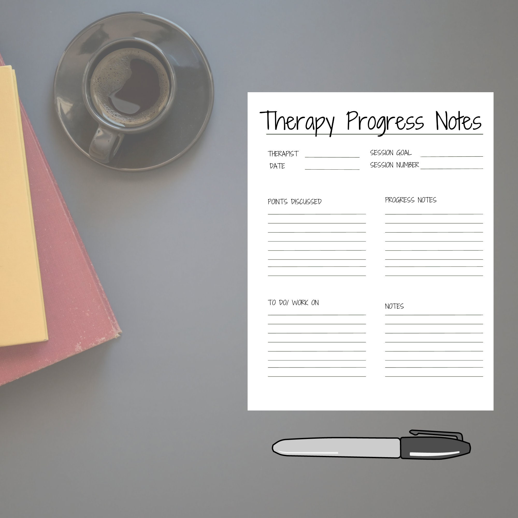 Therapy Notes Printable, Therapy Journal, Therapy Note Template
