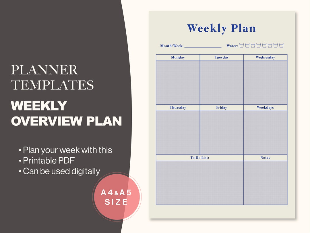 Weekly Planner Printable Portrait, Modern Minimalist Weekly Schedule ...