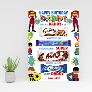 パパスーパーヒーローボーイデジタルA4チョコレートボードデジタルダウンロード2ファイルどんな機会にも使える空白