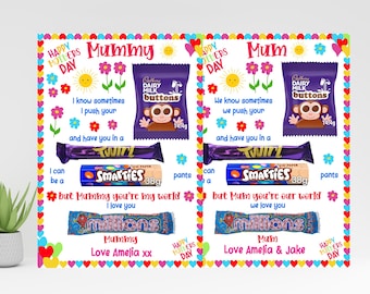 Bacheca di cioccolato per la festa della mamma, pacchetto mamma e mummia (download digitale)