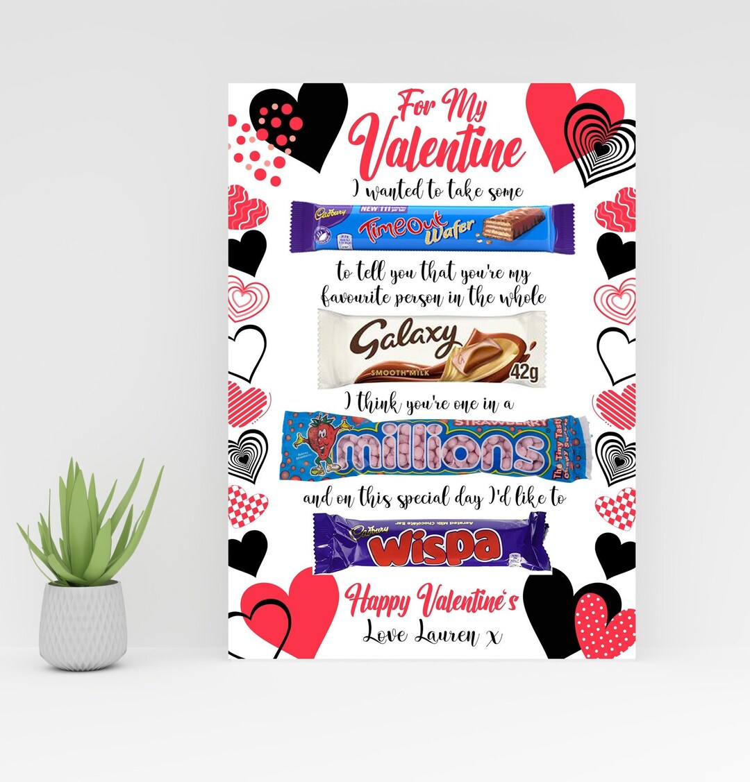 DIGITAL Valentines A4 Chocolate Board Digital Download Etsy UK