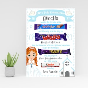 DIGITAL Erstkommunion Mädchen mit roten Haaren A4 Schokolade Tafel Digital Download 2 DATEIEN