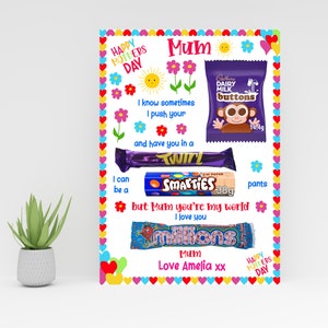 DIGITAL MUM Muttertag A4 Schokolade Message Board 2 PNG Dateien Digitaler Download