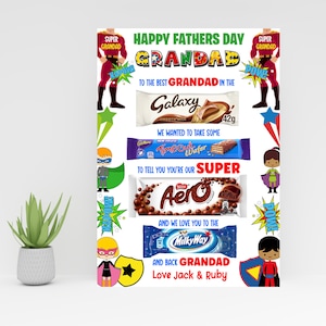 Opa superheld MIXED DIGITAL A4 Chocolate Board Digital Download blanco voor elke gelegenheid 2 bestanden