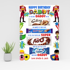 Daddy Superhero MIXED DIGITAL A4 Schokolade Brett Digitaler Download blanko für jeden Anlass