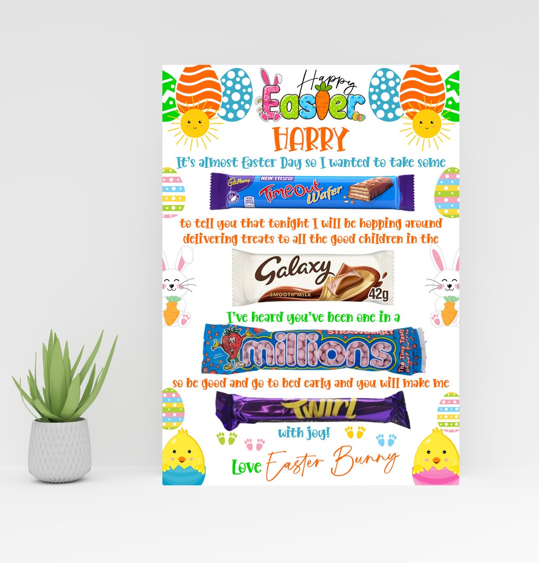 DIGITAL Easter Eve A4 Chocolate Message Board for Girl or Boy DIGITAL