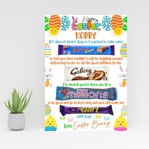 デジタルイースターイブA4チョコレートメッセージボード（女の子または男の子用）デジタルダウンロード